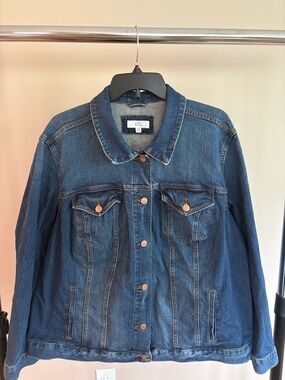 LOFT Medium Blue Denim Jean Jacket with Button Front